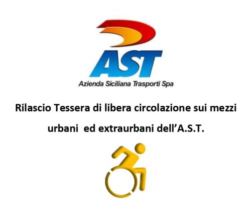 Avviso rilascio tessere di libera circolazione sui mezzi urbani ed extraurbani dell’A.S.T. per soggetti diversamente abili (art. 21 L.R. 68/81)