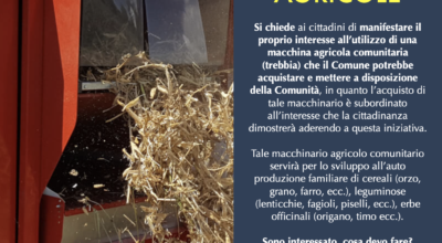 Avviso alla cittadinanza: acquisto comunitario di macchine agricole